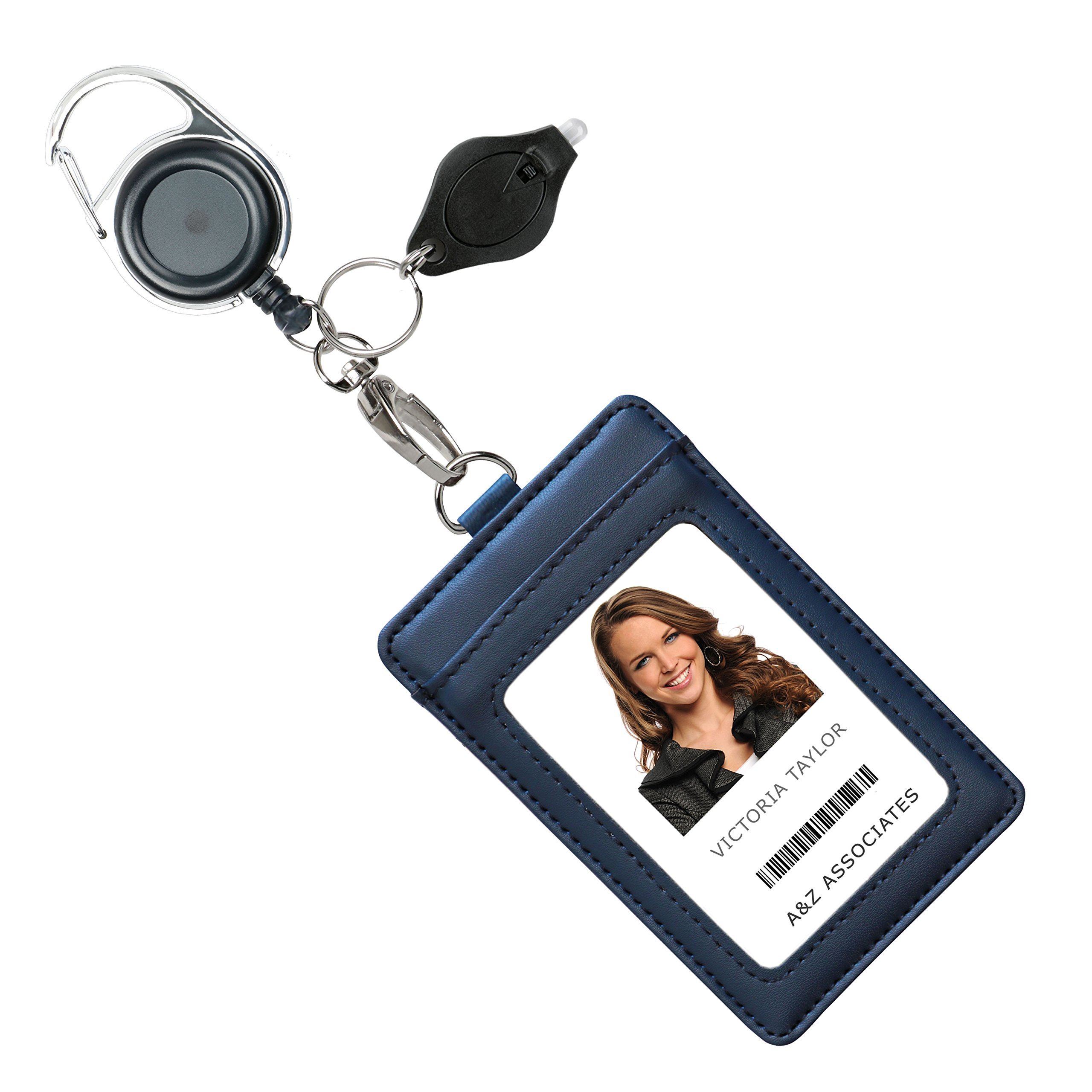 Badge Reel Lanyard with id Badge Holder Black Safety Breakaway PU Leather ID Badge Holder with Neck Lanyard Strap