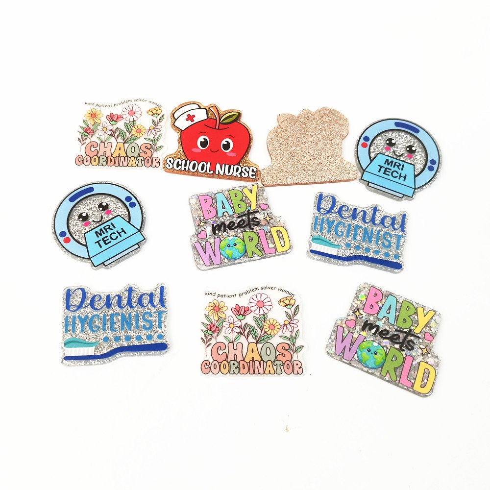 Wholesale Custom Glitter Flatback Plastic Medical Letters Badge Reel Student Nurse Scrub Life Acrylicno Badge Reel holder