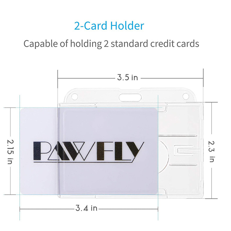 X909-1 Vertical 2 Dual Credit Card Holder Protector Cover Id Card Double Hard Plastic Portable Work Card Holder With Thumb Slo