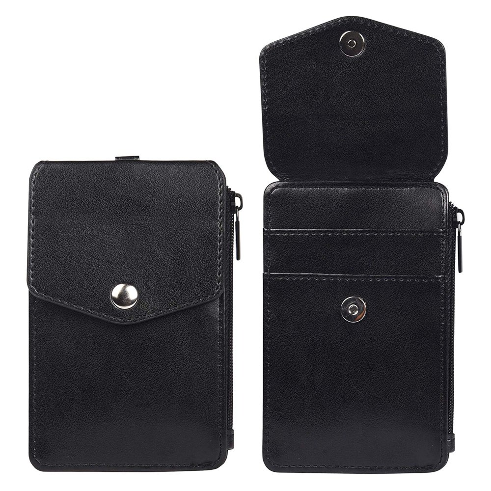 Office Work Card Holder Custom PU Leather Lanyard Name ID Badge Holder