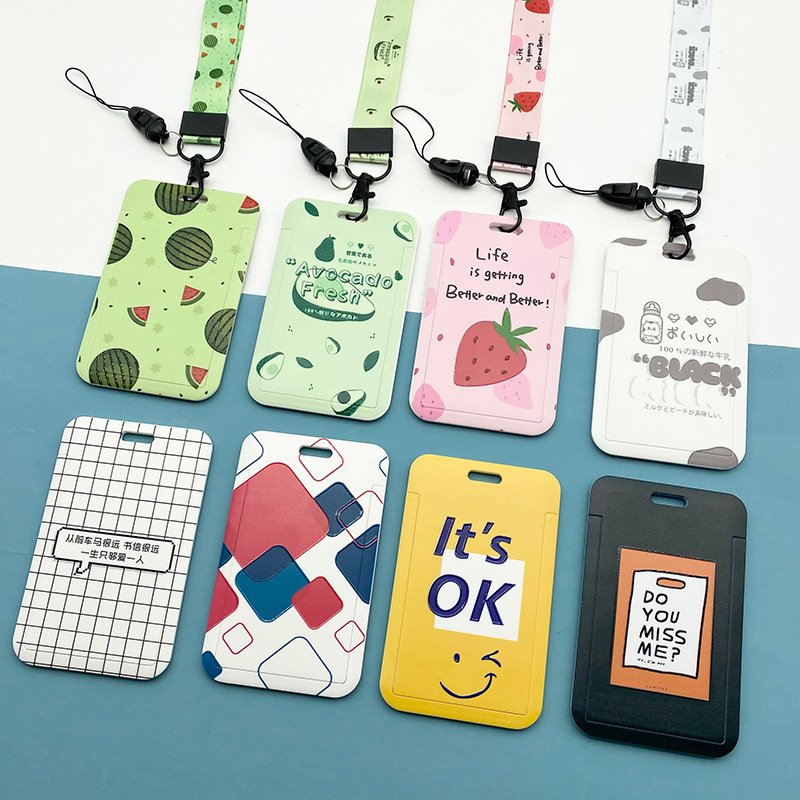 In stock wholesale badge holder underground card case plastic cartoon ins student meal card holder lanyard customizable card