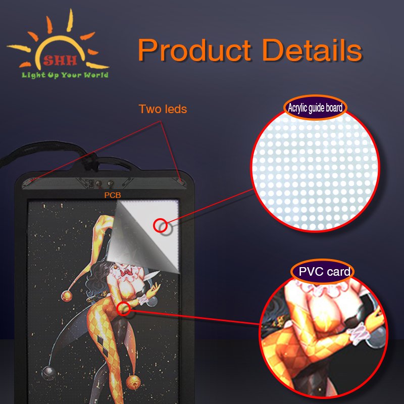 Rectangle Backlit LED Badge Holder Necklace