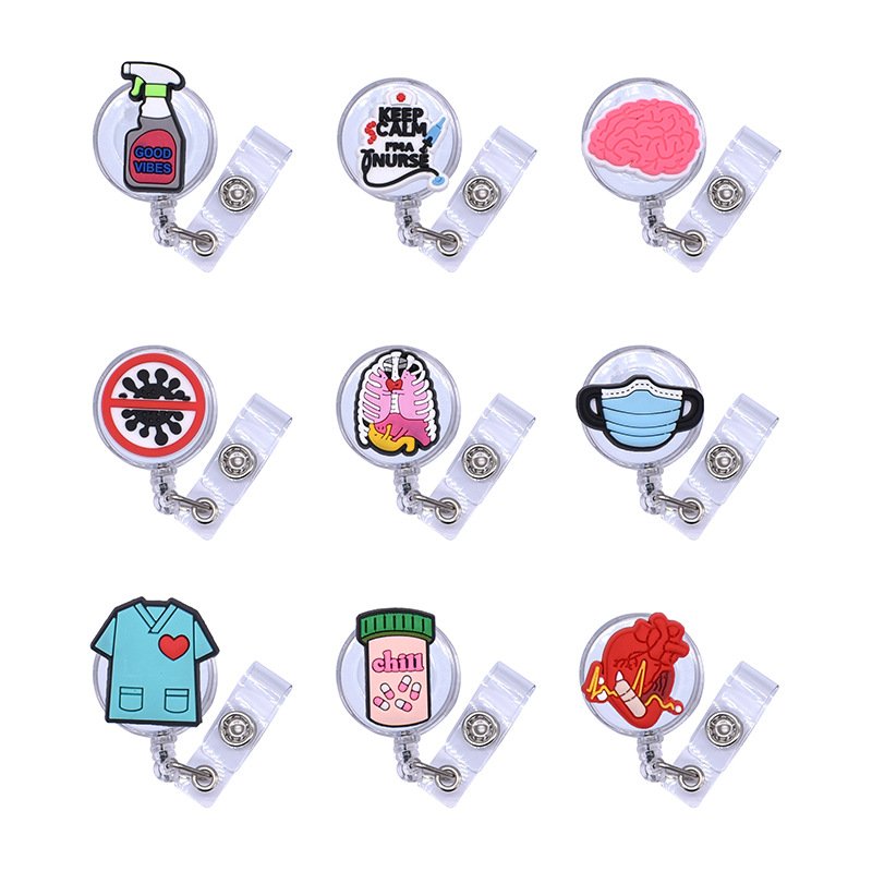 Rotatable Id Name Badge Clip Doctors Work Card Holder Medical Workers Pass Staff Employee Custom Retractable Nurses Badge Reel