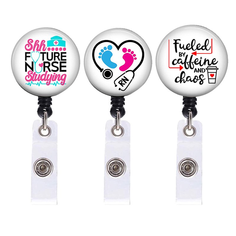 Rotatable Id Name Badge Clip Doctors Work Card Holder Medical Workers Pass Staff Employee Custom Retractable Nurses Badge Reel