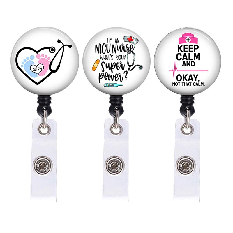 Rotatable Id Name Badge Clip Doctors Work Card Holder Medical Workers Pass Staff Employee Custom Retractable Nurses Badge Reel