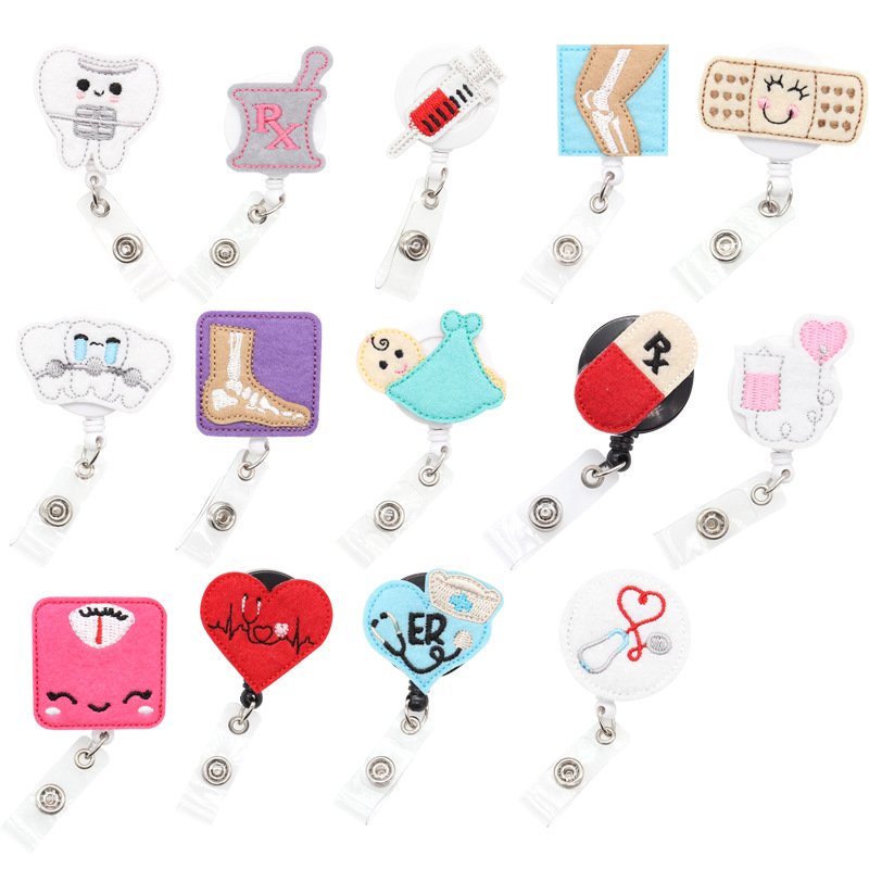 Rotatable Id Name Badge Clip Doctors Work Card Holder Medical Workers Pass Staff Employee Custom Retractable Nurses Badge Reel