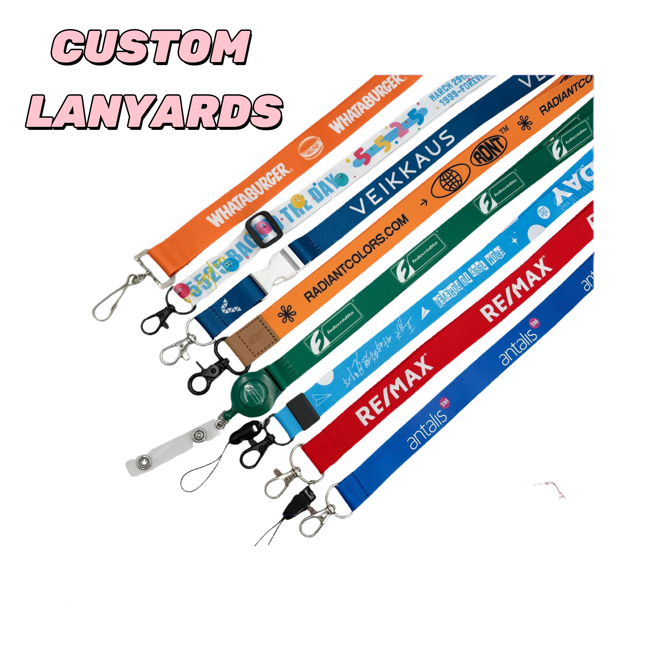 Custom Branding Name Badge Holder Thermal Transfer Lanyard, Safety Release Clip Sublimation Blank Lanyard For Keys