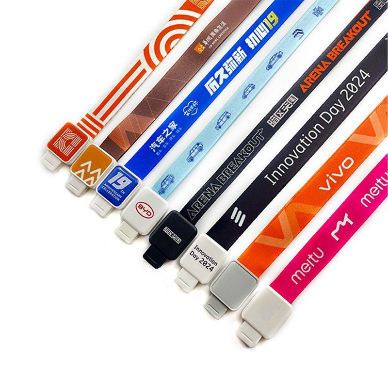 Custom Branding Name Badge Holder Thermal Transfer Lanyard, Safety Release Clip Sublimation Blank Lanyard For Keys