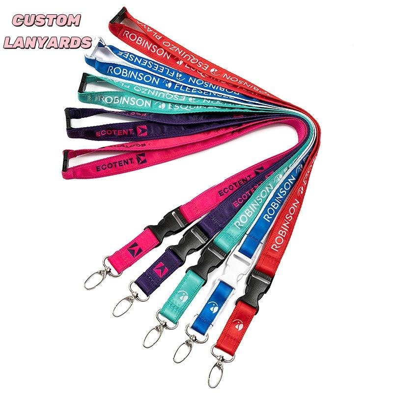 Custom Branding Name Badge Holder Thermal Transfer Lanyard, Safety Release Clip Sublimation Blank Lanyard For Keys