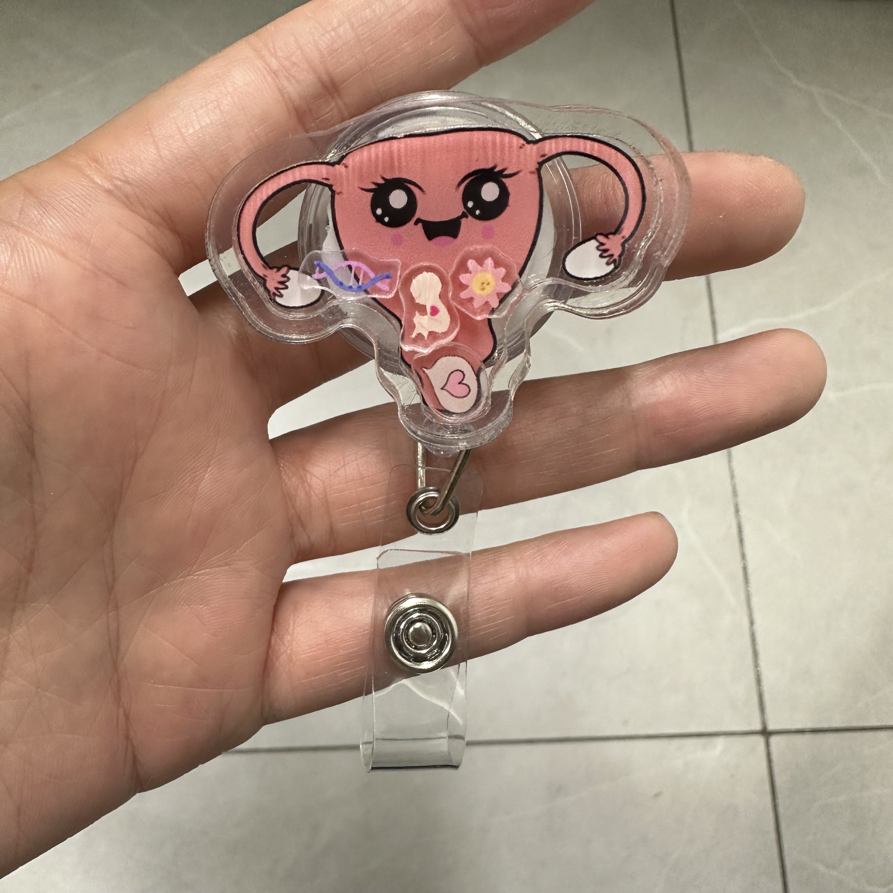 Fashion no moq factory custom made acrylic badge reel medical nurse clear transparent acrylic badge holder with alligator clip