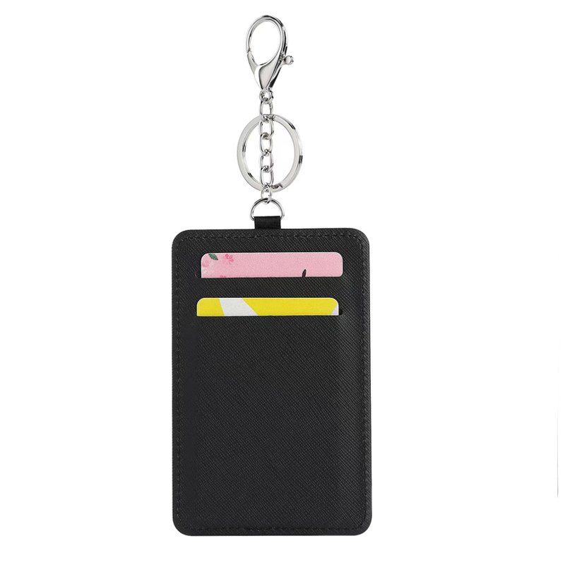 sublimation cards holder key chain Customized Fashion PU Cards Holder key chain Identity Badge Card Bus ID Holders