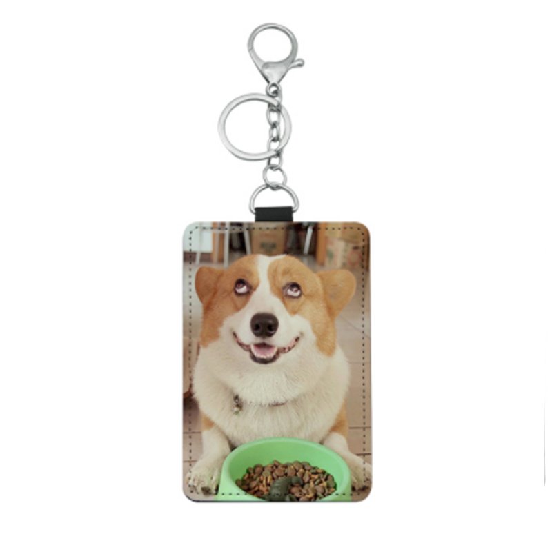 sublimation cards holder key chain Customized Fashion PU Cards Holder key chain Identity Badge Card Bus ID Holders