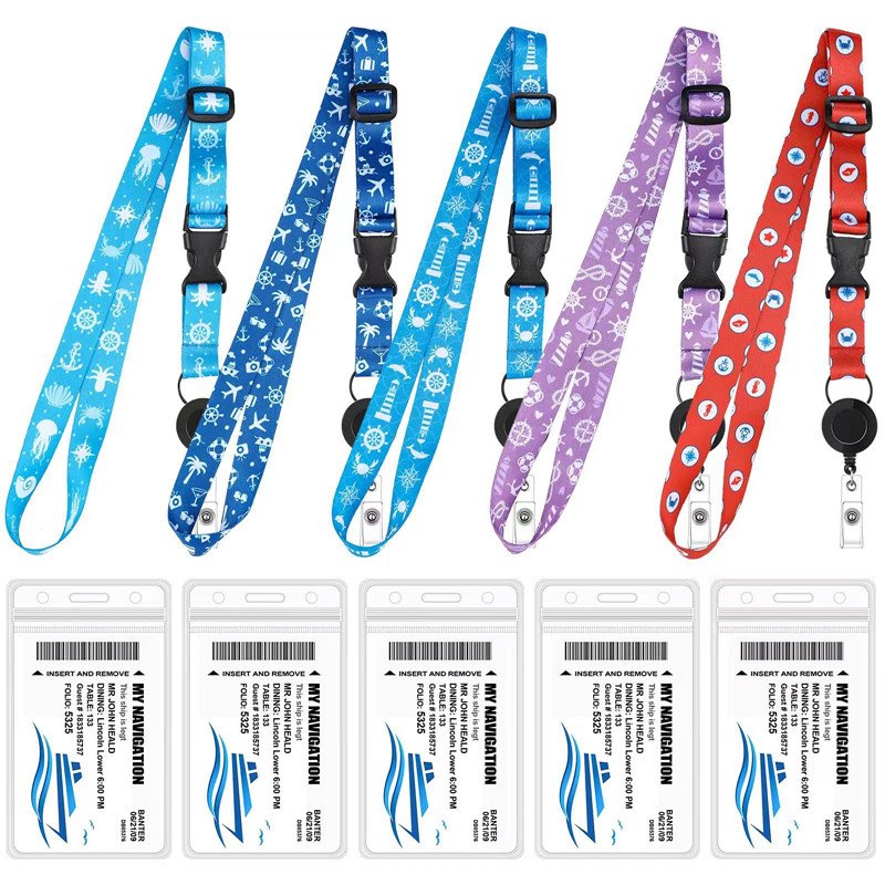 Cruise Lanyard For Ship Cards With Adjustable Lanyard Ship Key Card Retachable Buckle Waterproof ID Badge Holder Cruise Lanyard