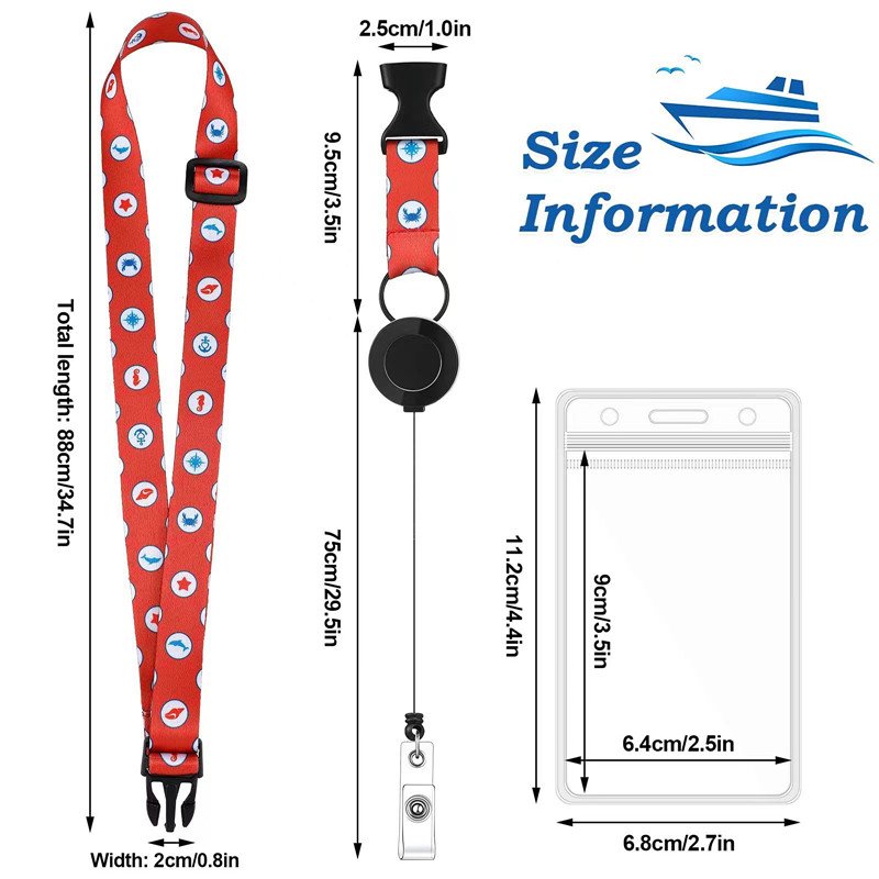 Cruise Lanyard For Ship Cards With Adjustable Lanyard Ship Key Card Retachable Buckle Waterproof ID Badge Holder Cruise Lanyard