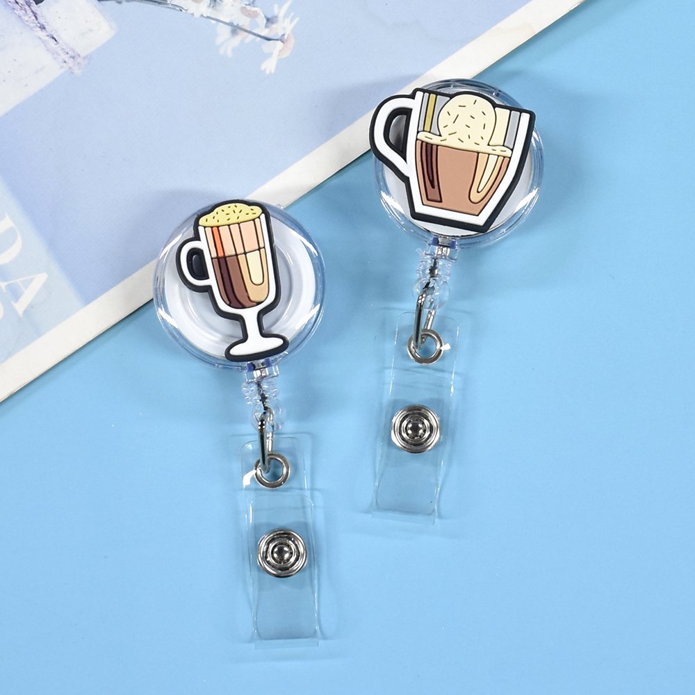 Customized Retractable Badge Holder Reel Well Metal ID Holder with Silicone Belt Clip and Key Ring Name Card Keychain