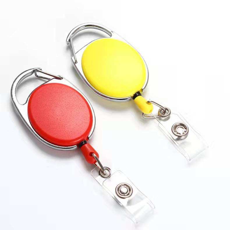 Custom Epoxy Logo Retractable Badge Reel Promotional Carabiner Reel Badge with PVC Clip ID Card Badge Holding