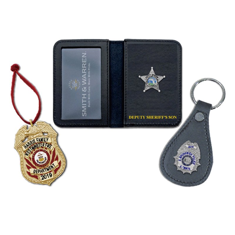 Manufacturer Factory Custom Metal Security Lapel Enamel Pin Badge with Leather Wallet Holder