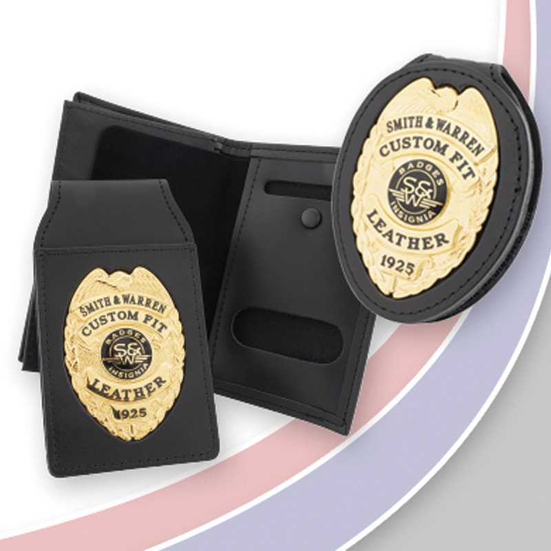 Manufacturer Factory Custom Metal Security Lapel Enamel Pin Badge with Leather Wallet Holder