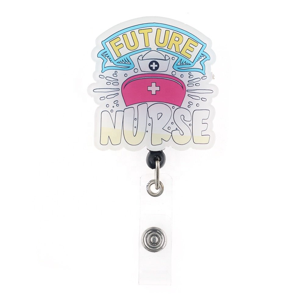 Custom Medical Series PEACE LOVE NURSE Nursing Badge Holder For Healthcare Worker Accessories Acrylic Plastic Badge Reel