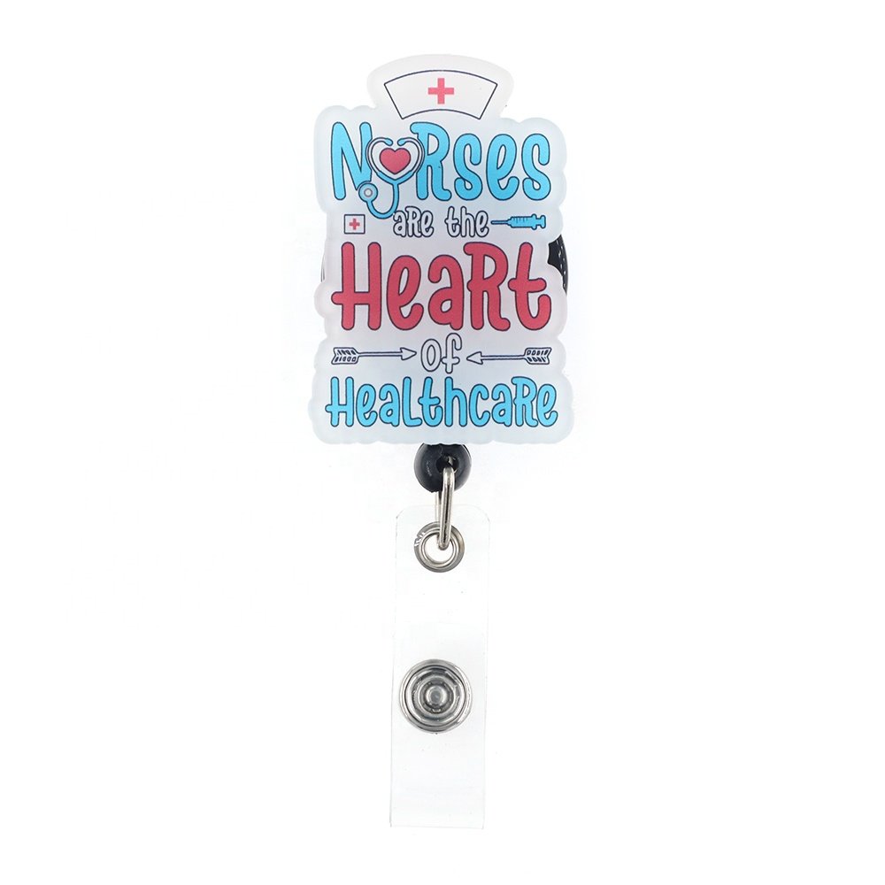Custom Medical Series PEACE LOVE NURSE Nursing Badge Holder For Healthcare Worker Accessories Acrylic Plastic Badge Reel