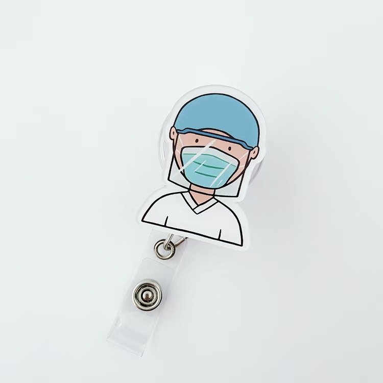 Promotional Gift Custom Logo Doctor Nurse Medical Badge holders ID Name Card Reel Holder cartoon Acrylic Badge Reel