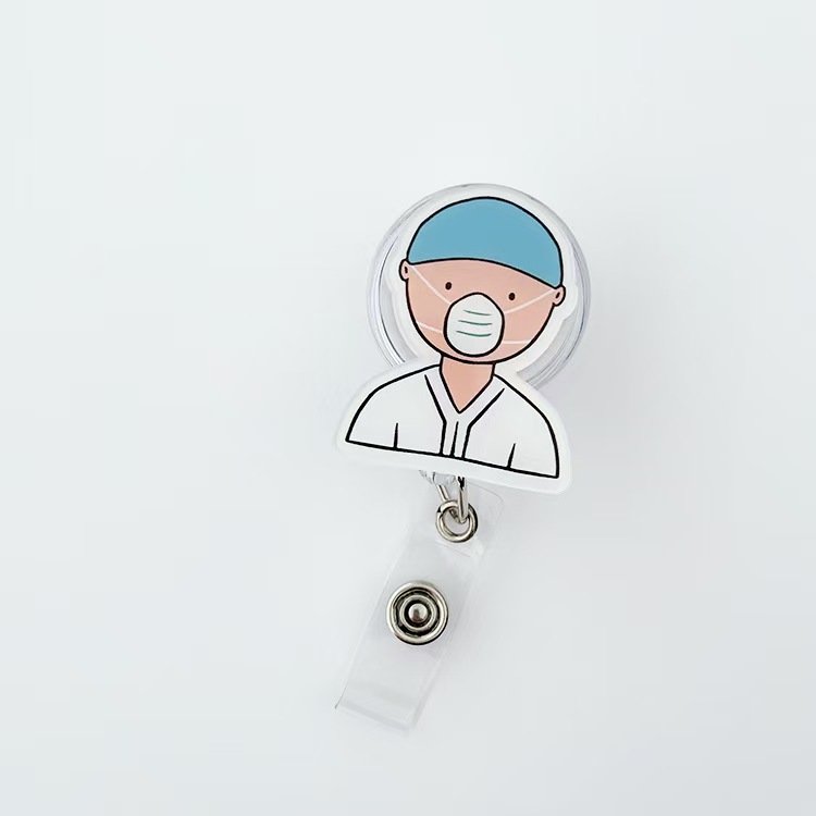 Promotional Gift Custom Logo Doctor Nurse Medical Badge holders ID Name Card Reel Holder cartoon Acrylic Badge Reel