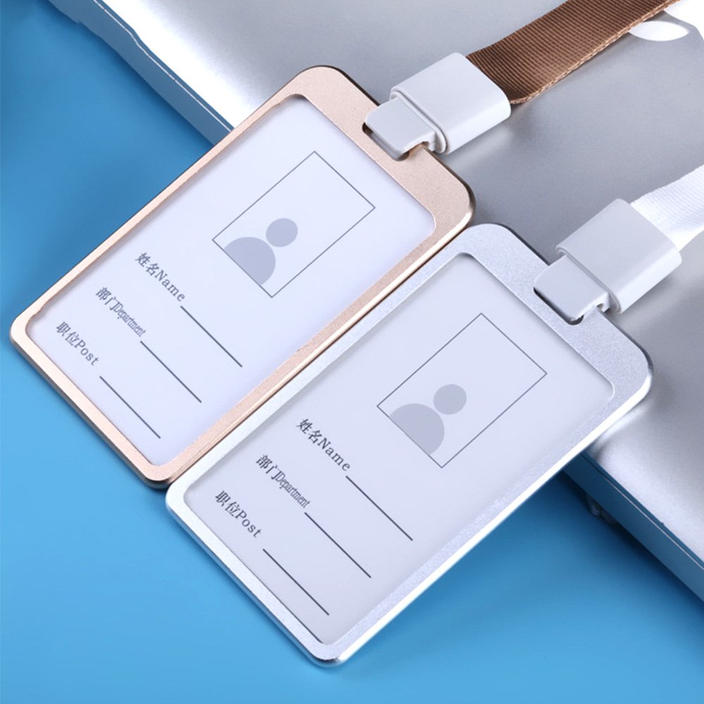 Professional custom aluminium nice retractable office id badge card holdernal luxury metal id card holder with lanyard for staff