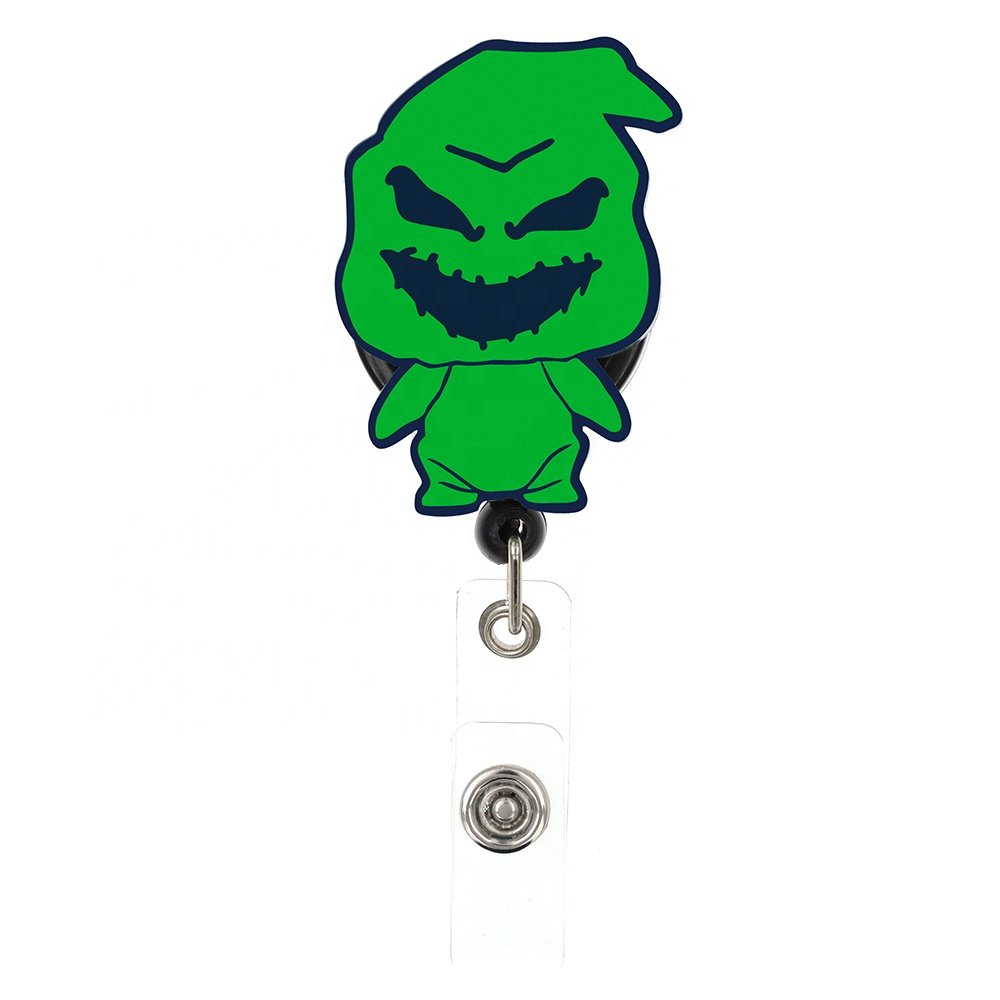 Wholesale Badge Reel Halloween Plastic Acrylic Ghost Pumpkin Holiday Retractable Badge Holder For Nurse Doctor Office Supply