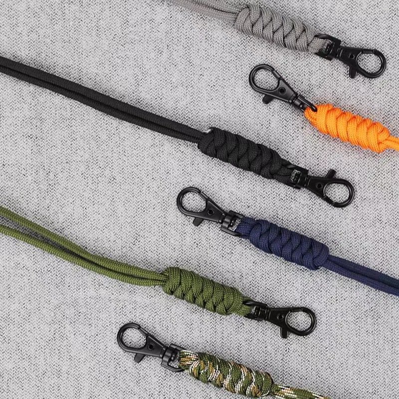 Handmade Braided Paracord Neck ID Card Holder Lanyard Tactical Metal Snap Hook Lanyard Keychain