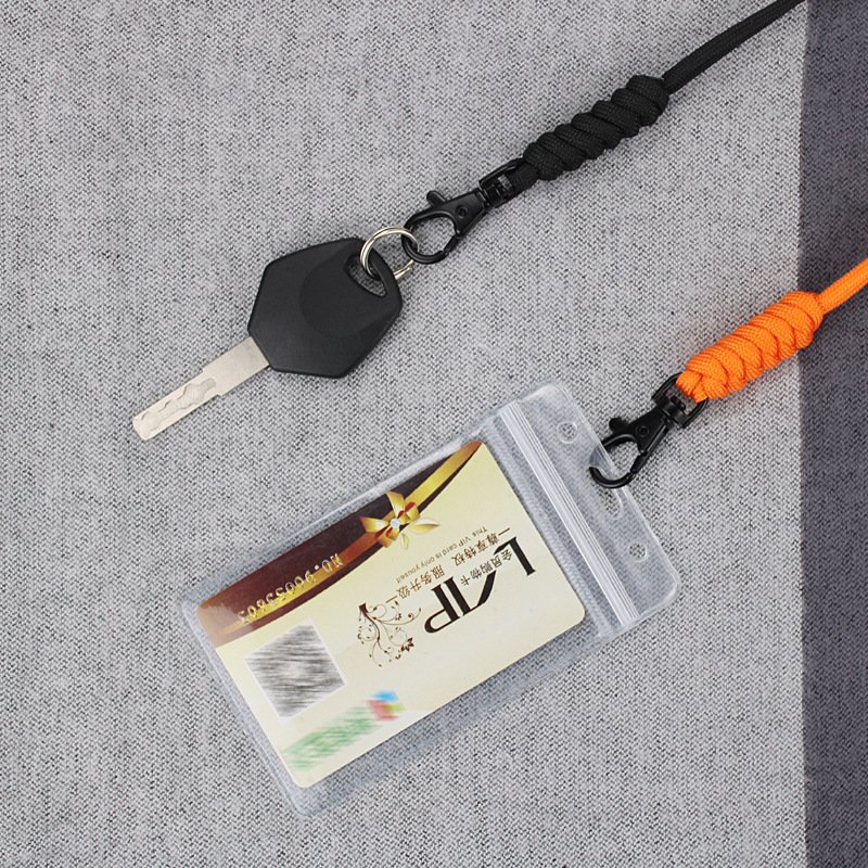 Handmade Braided Paracord Neck ID Card Holder Lanyard Tactical Metal Snap Hook Lanyard Keychain