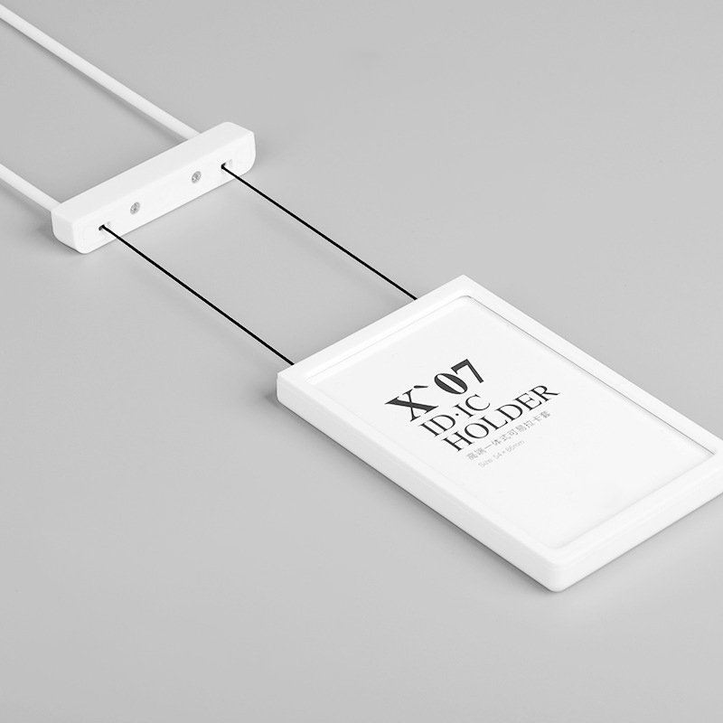 Custom double pull wire silicone rope telescopic card set staff lashing rope name card cover chest card set