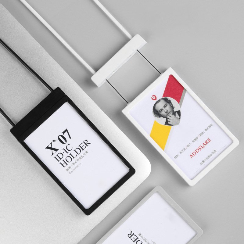 Custom double pull wire silicone rope telescopic card set staff lashing rope name card cover chest card set
