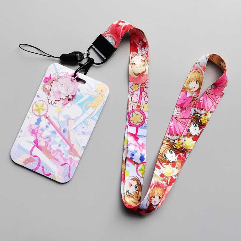 Cardcaptor Sakura Lanyard Pendant Badge Holder Card Cases Student Anime Wholesale Custom ID Holder Cover Hot Selling Cartoon
