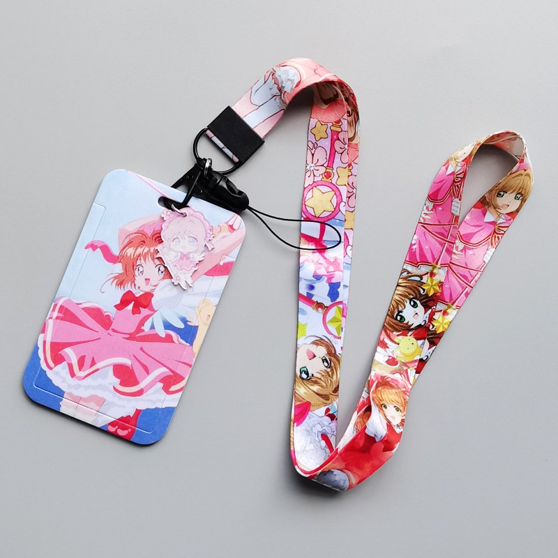 Cardcaptor Sakura Lanyard Pendant Badge Holder Card Cases Student Anime Wholesale Custom ID Holder Cover Hot Selling Cartoon