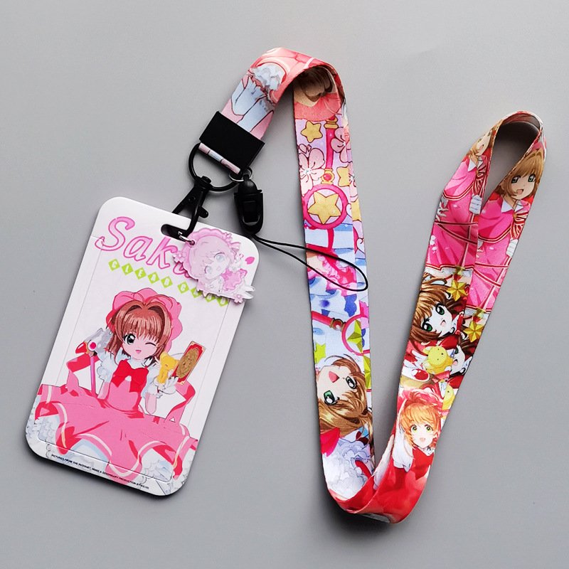 Cardcaptor Sakura Lanyard Pendant Badge Holder Card Cases Student Anime Wholesale Custom ID Holder Cover Hot Selling Cartoon