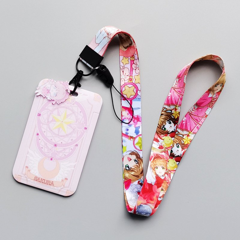 Cardcaptor Sakura Lanyard Pendant Badge Holder Card Cases Student Anime Wholesale Custom ID Holder Cover Hot Selling Cartoon