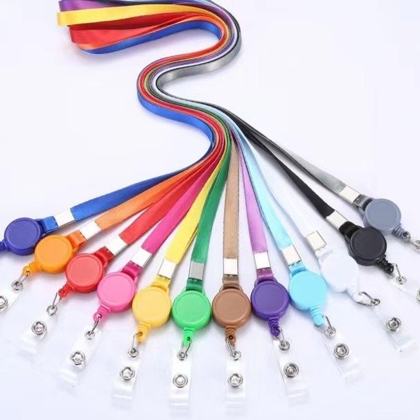 Custom Printed Retractable Flexible Easy Pull Buckle Cheap Printed Retractable Lanyard with Badge Reel