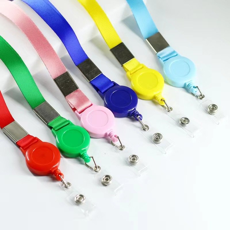 Custom Printed Retractable Flexible Easy Pull Buckle Cheap Printed Retractable Lanyard with Badge Reel