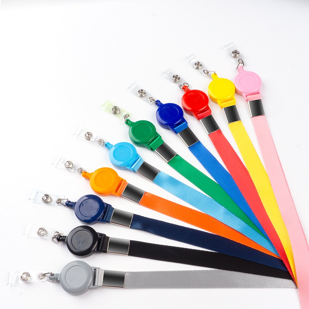 Custom Printed Retractable Flexible Easy Pull Buckle Cheap Printed Retractable Lanyard with Badge Reel