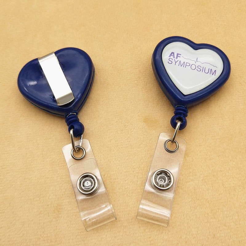 Wholesale Custom Heart Shaped Easy to Pull Yoyo Hospital Nurse Retractable Badge Reel Roller Clip ID Card Name Tag Holder
