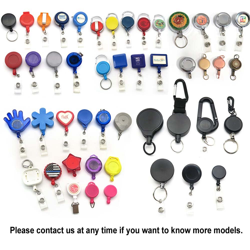 Custom Different Shaped Retractable Badge Reel ID Card Clip Holder Pull Yoyo Anti-lost Reel Roller Clip