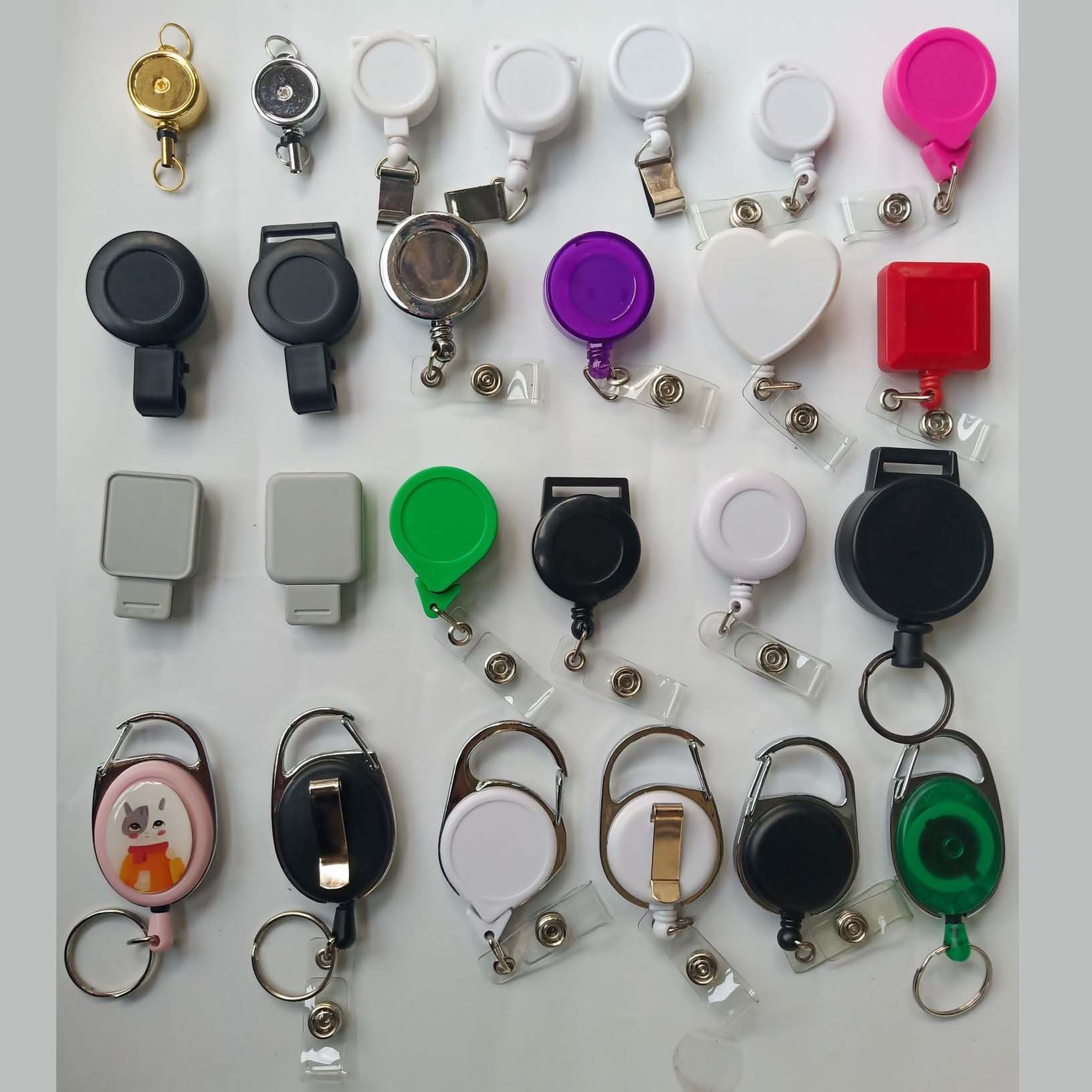 Custom Different Shaped Retractable Badge Reel ID Card Clip Holder Pull Yoyo Anti-lost Reel Roller Clip