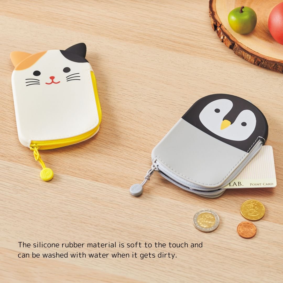 LIHITLAB Kawaii Japanese Animal Silicon Badge Holder & Coin Pouch Card Holder Cute Office Use Accessory for Gift for Bulk Order