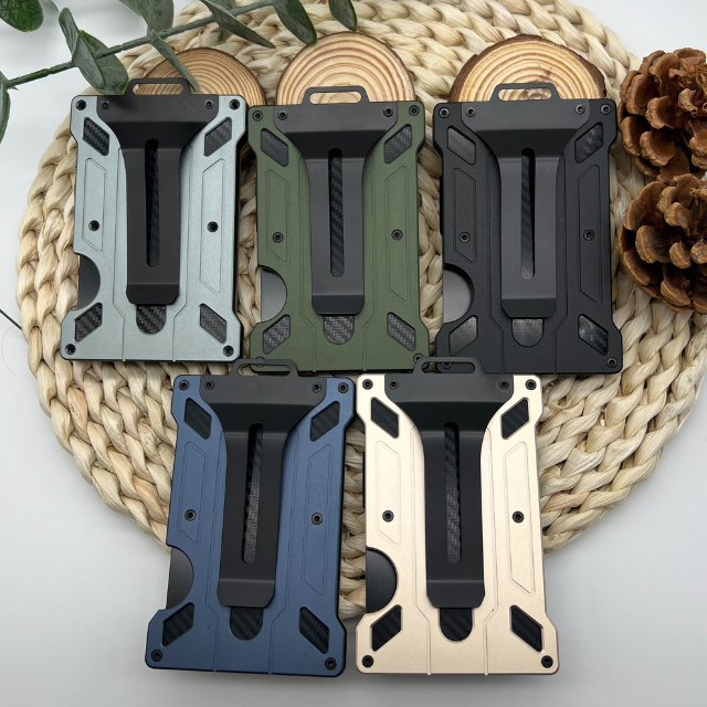 Mini Aluminium Wallet Card Holder Slim Smart Wallet Key Wallets for Men with Clear Window ID Badge