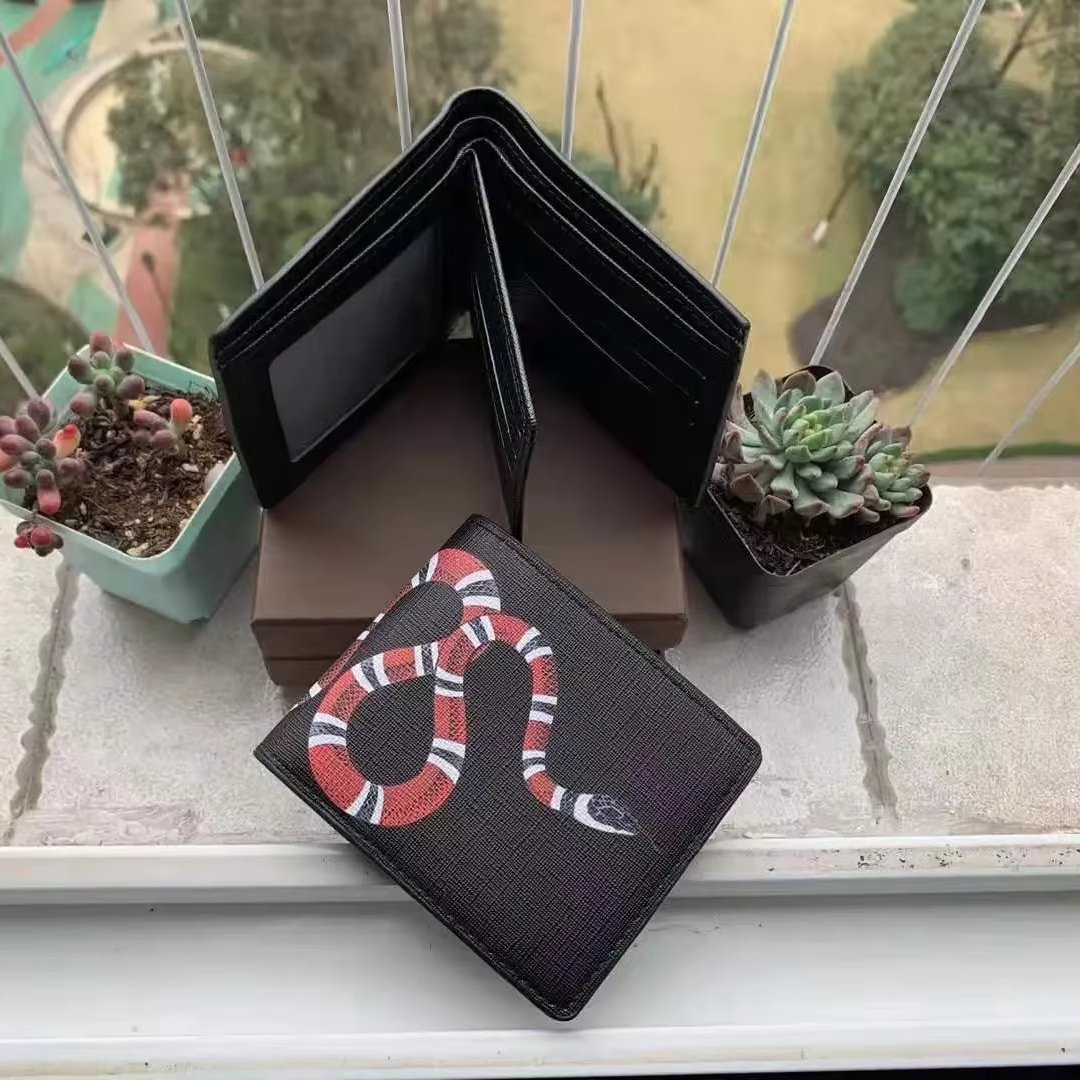 Mens Designers Animal Short Wallet Leather Black Snake Tiger Bee Luxury Purse Card Holders Wallets Women short wallets