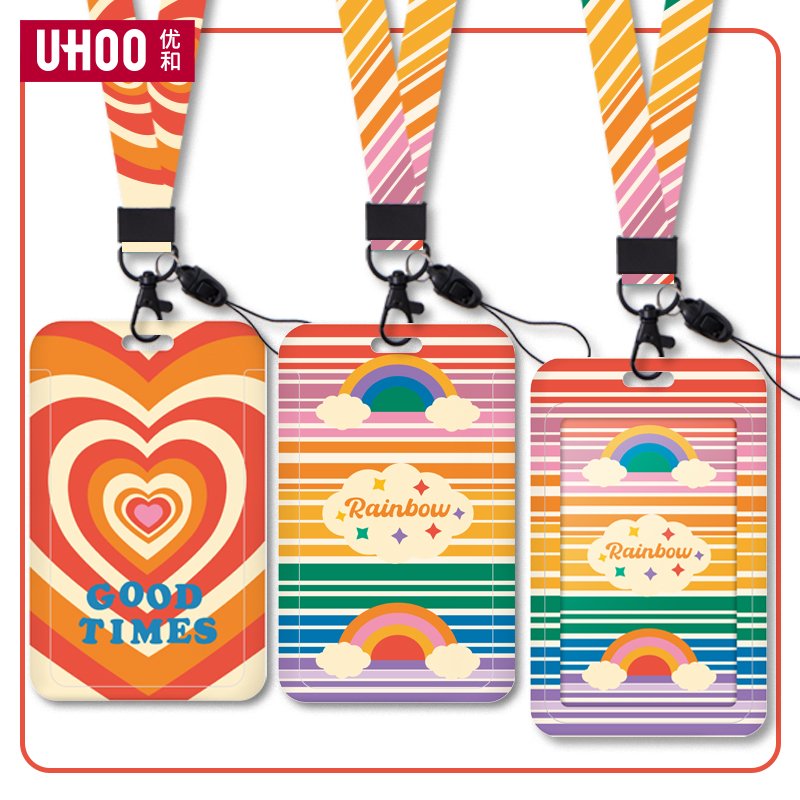 UHOO 7131-21 Cute Card Holders Gift For School Student ID Badge Holder Bus Photo Case With lanyard Custom logo