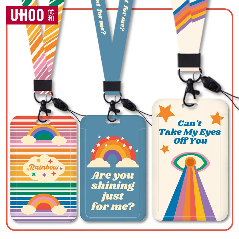 UHOO 7131-21 Cute Card Holders Gift For School Student ID Badge Holder Bus Photo Case With lanyard Custom logo