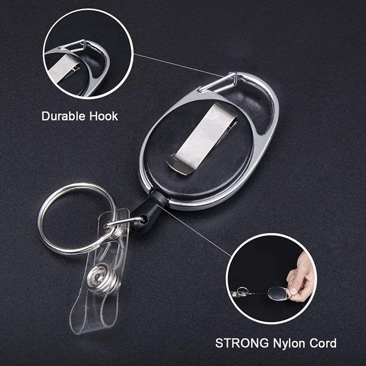 ID Card Badge Holder Reels with Clip Name Reel Round Office School Supplies Retractable Lanyard Badge Holder
