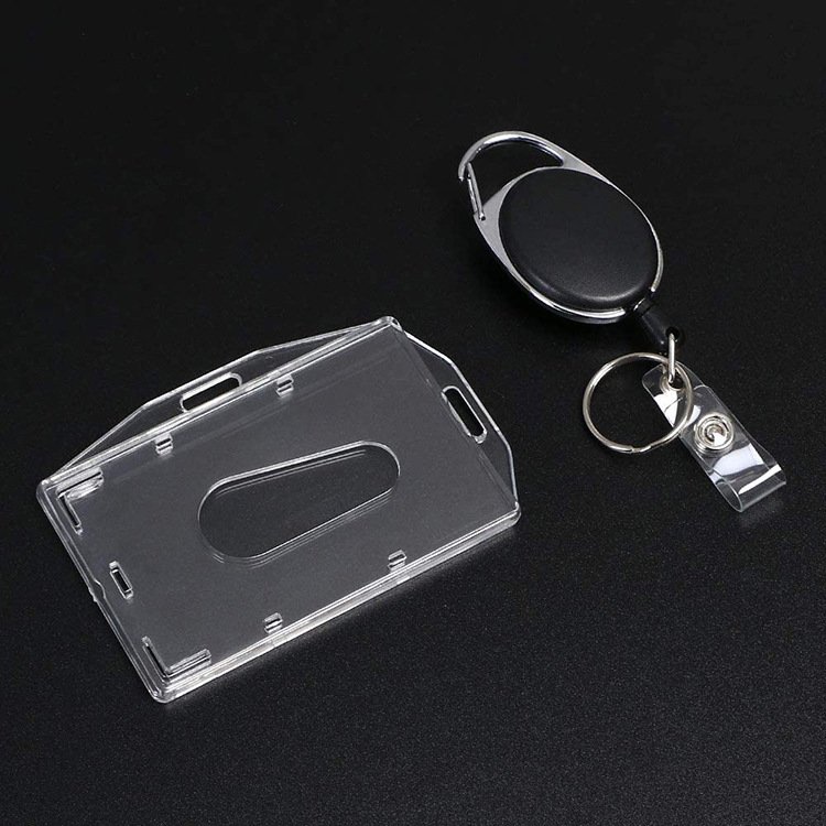 ID Card Badge Holder Reels with Clip Name Reel Round Office School Supplies Retractable Lanyard Badge Holder