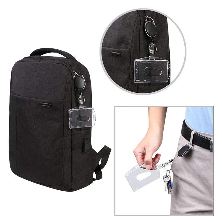ID Card Badge Holder Reels with Clip Name Reel Round Office School Supplies Retractable Lanyard Badge Holder